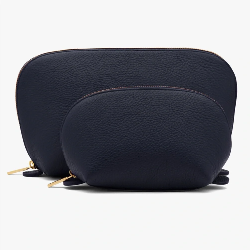 Cuyana Leather Travel Case Set in Navy Black, New with Tags